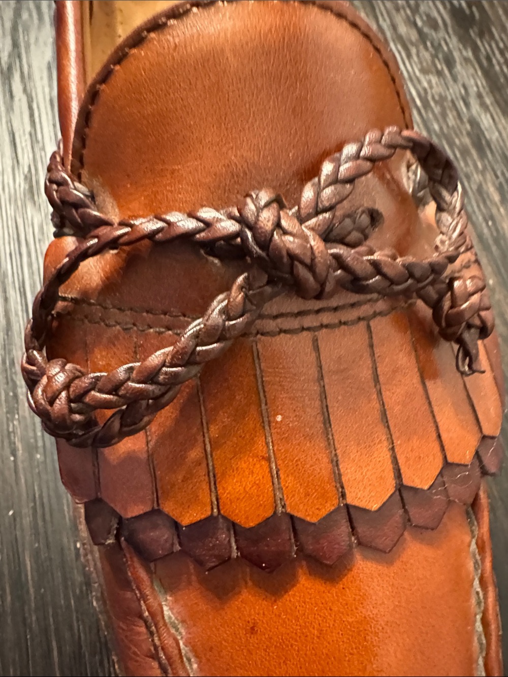 Allen Edmonds Chestnut Leather Tassel Kiltie Loafers - Picture 5 of 6